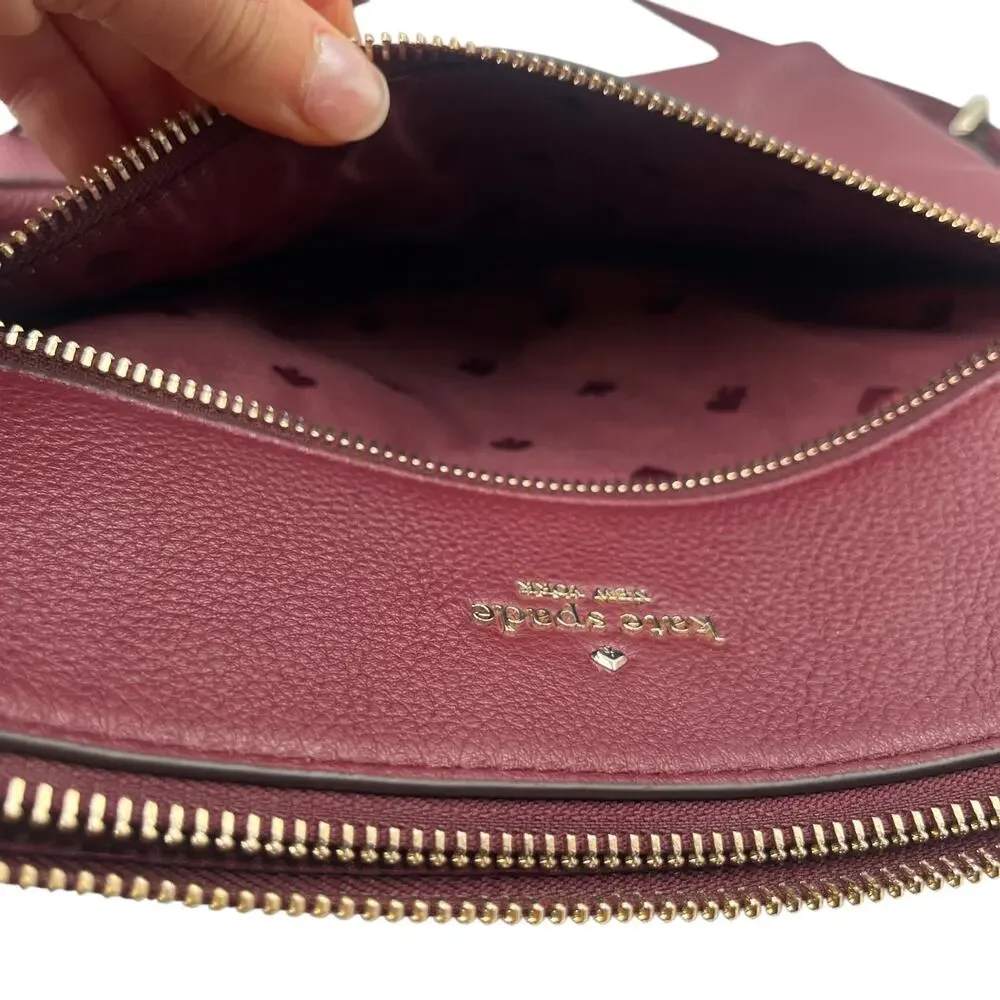 Kate Spade Crossbody Bag Jackson Top Zip Pebbled Leather Burgundy